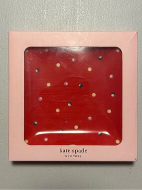 kate spade Lenox New York Christmas Dot Red Ceramic Tray - NWT - discontinued